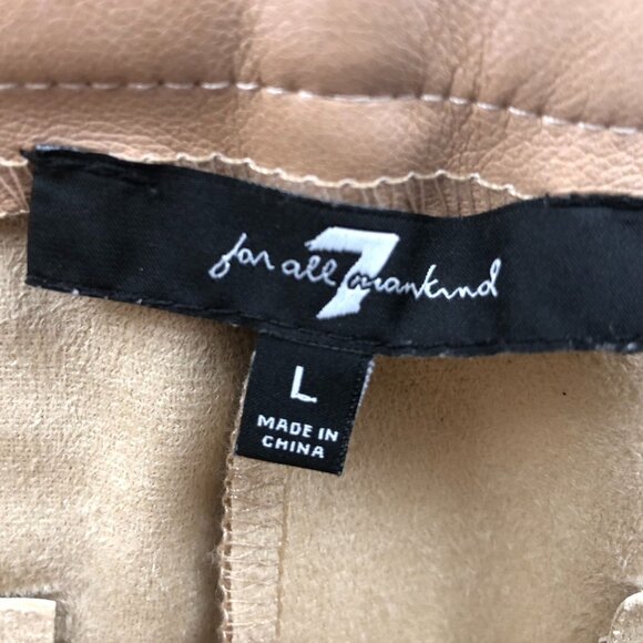 7 For All Mankind Womens Pants Large Faux Leather Wide-Leg Trousers Tan Preppy - Picture 3 of 12